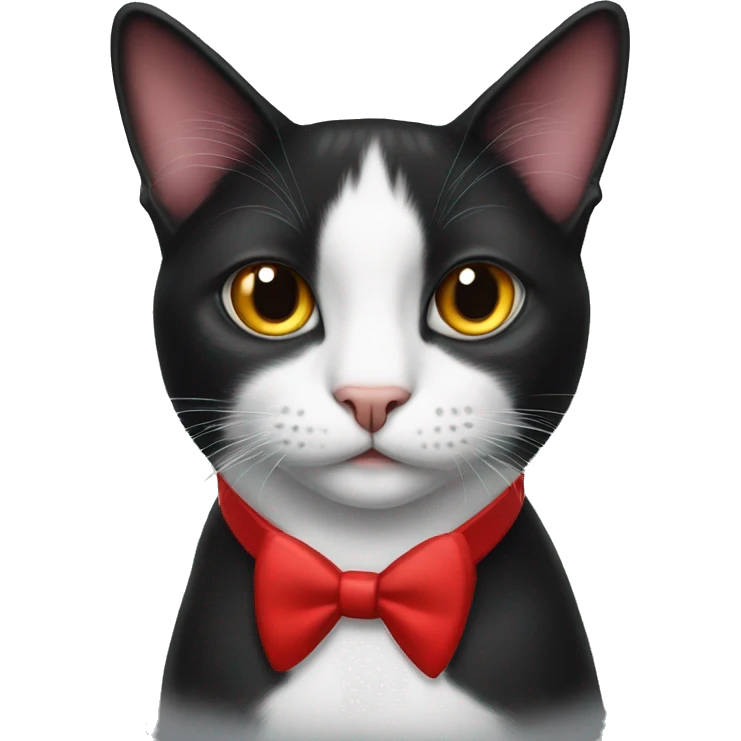 Tuxedo cat with a red collar emoji