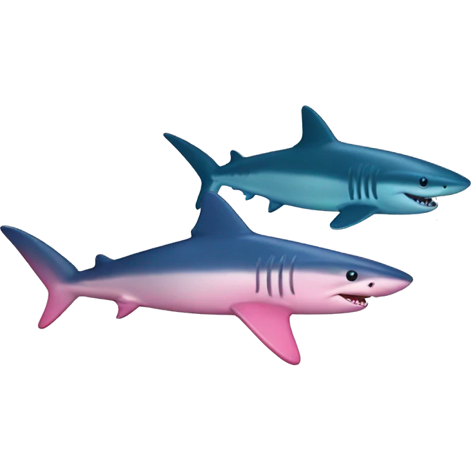 2 Sharks (1 pink and 1 blue) emoji