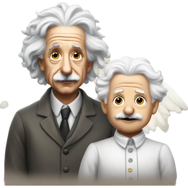 Albert Einstein and the angel emoji