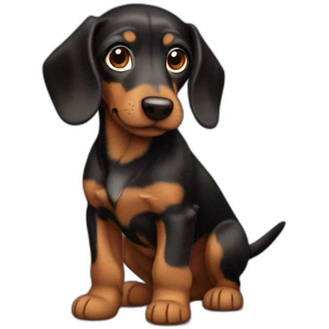 puppy teckel with long brown and black hair emoji