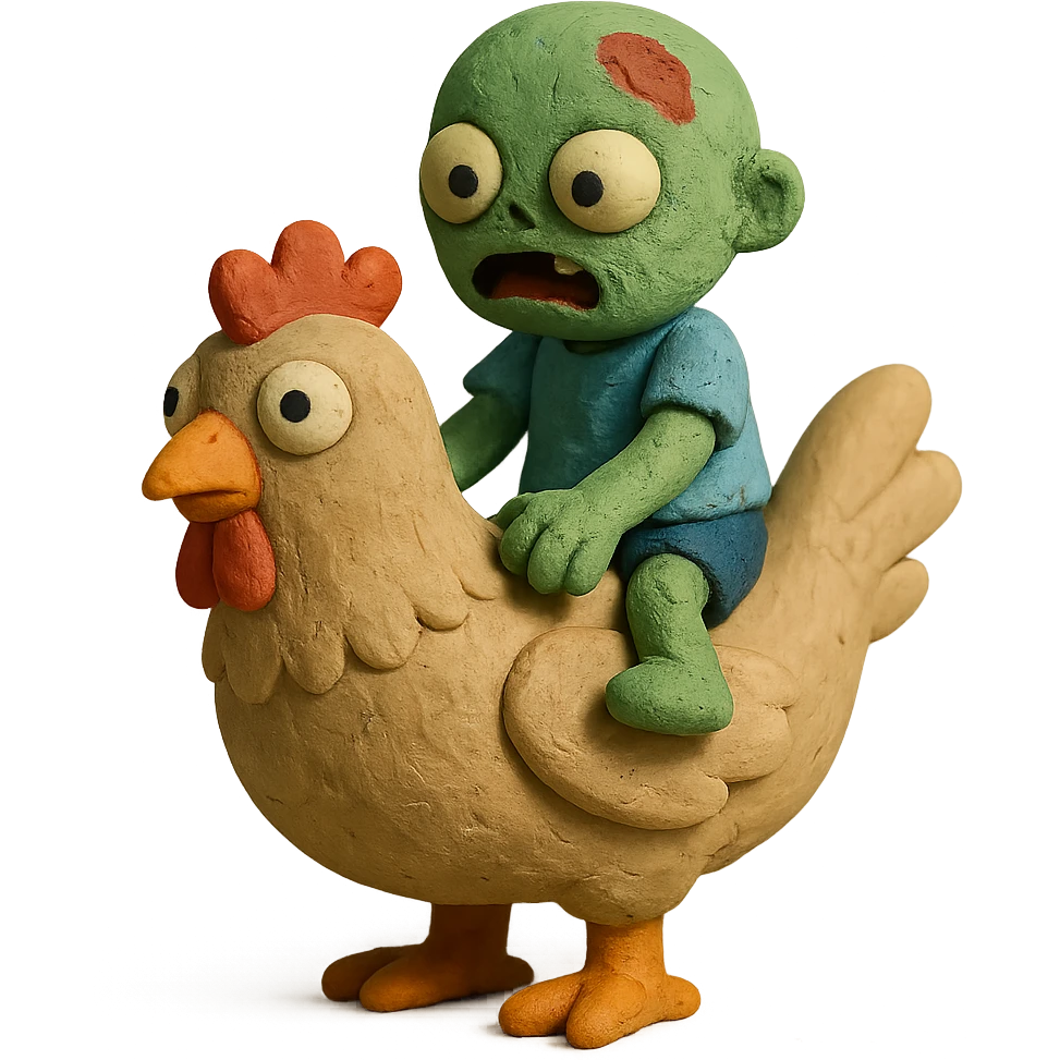 baby zombie riding a chicken emoji