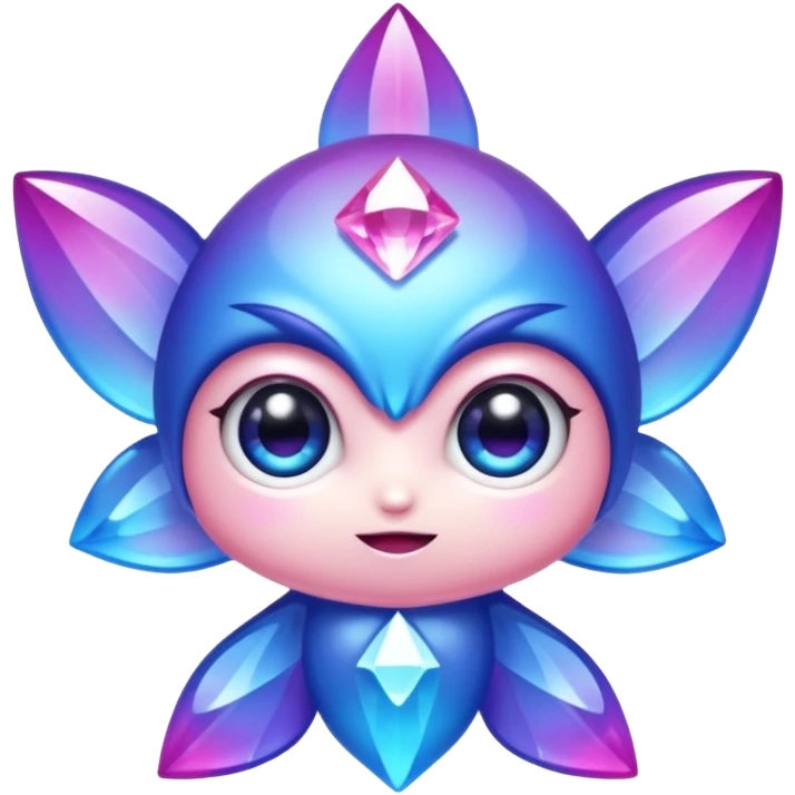 kawaii chibi style crystal sprite creature that is purple, blue, and pink  emoji