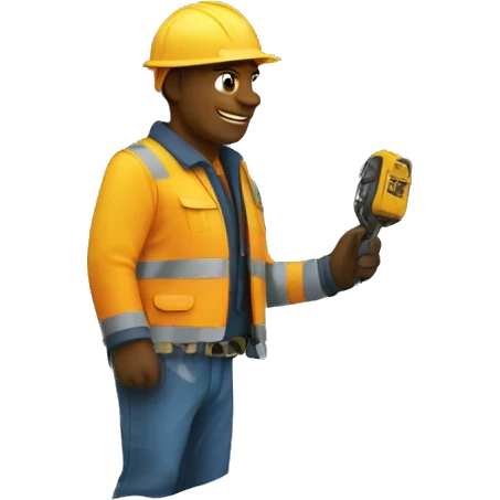 Electrical lineman working in snow emoji