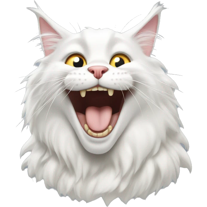 white maine coon cat laughing emoji