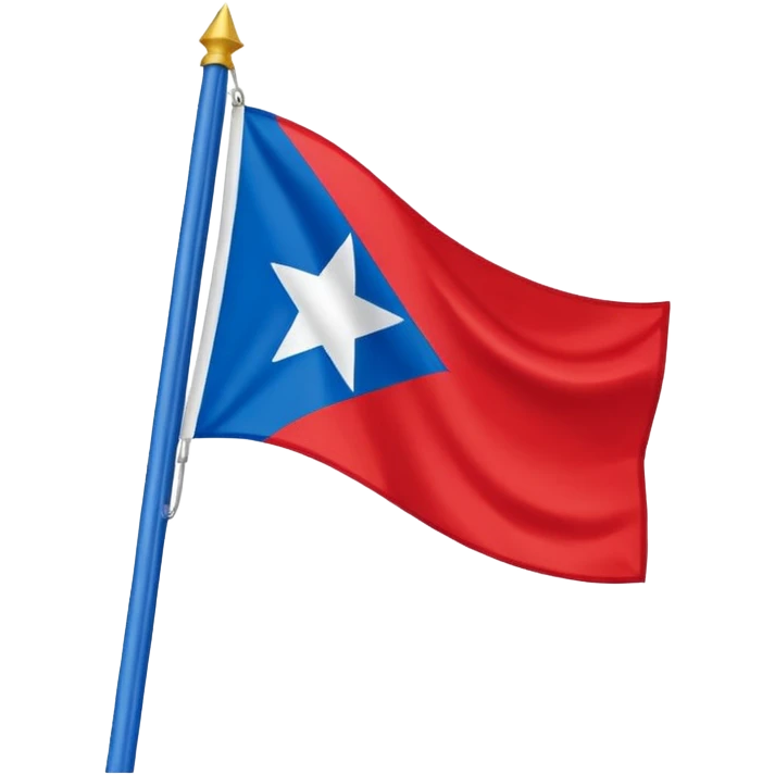 Bandeira vermelha, com uma faixa branca na diagonal cortando toda a bandeira, e uma estrela azul no meio emoji