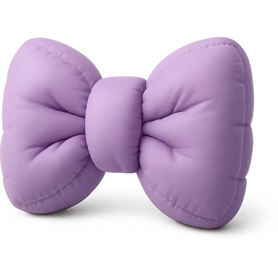cute lavender bow with velvety cushion texture cushion style emoji