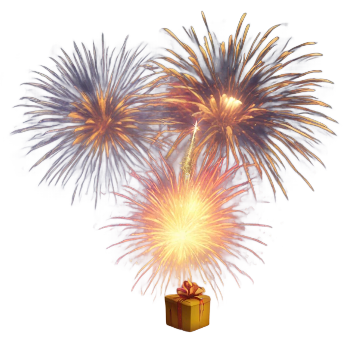 Happy new year with fireworks emoji