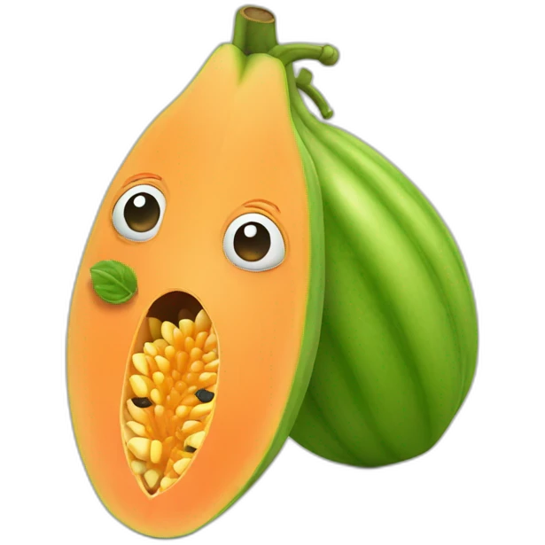 Papaya fruit with baby face emoji
