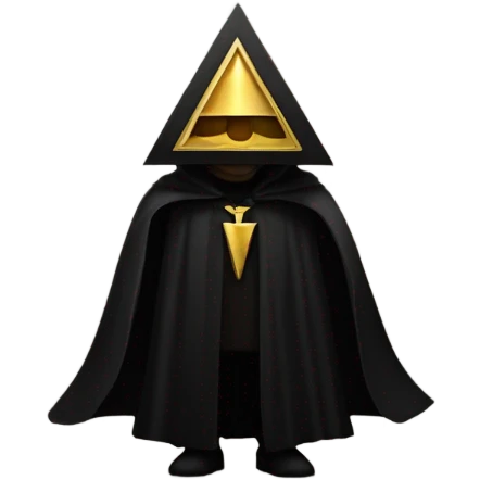 illuminati shadow figure standing in black cloak with gold pyramid on chest emoji