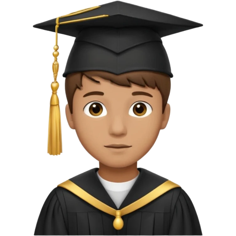 A young man with short brown hair, light brown skin, wearing a black graduation cap with a gold tassel. emoji