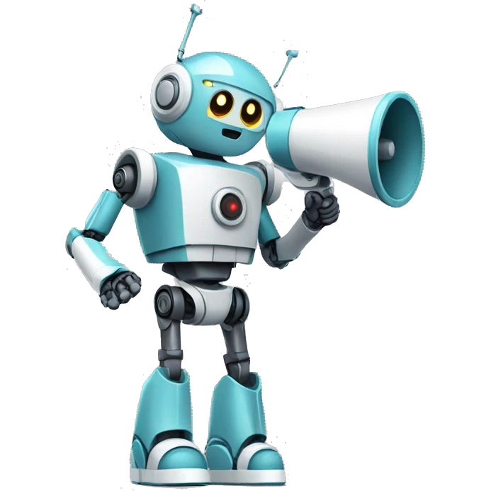 robot with a megaphone emoji