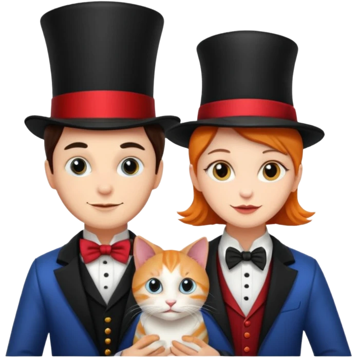 magician couple and their pet cat emoji
