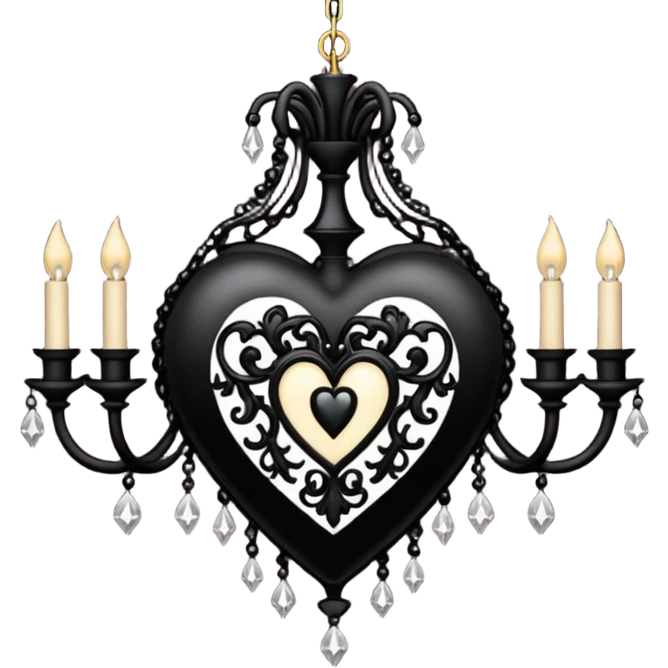 goth heart with a gothic chandelier emoji
