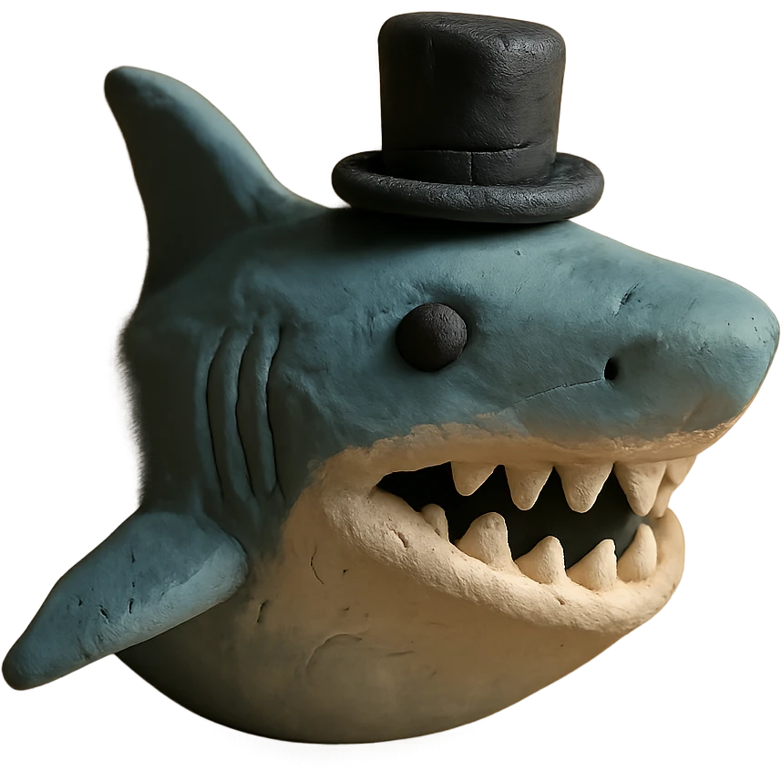 shark wearing a top hat emoji