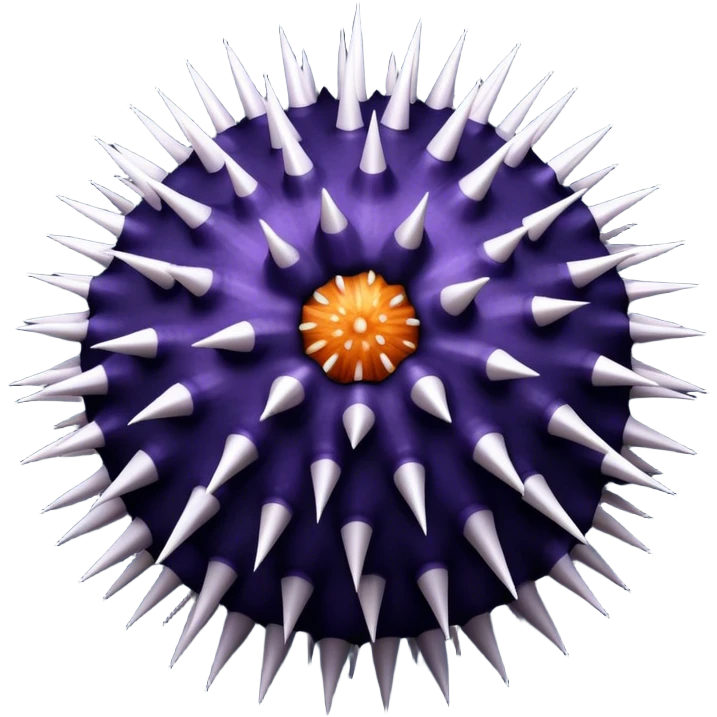 Detailed dark Sea urchent with thin long spikes emoji