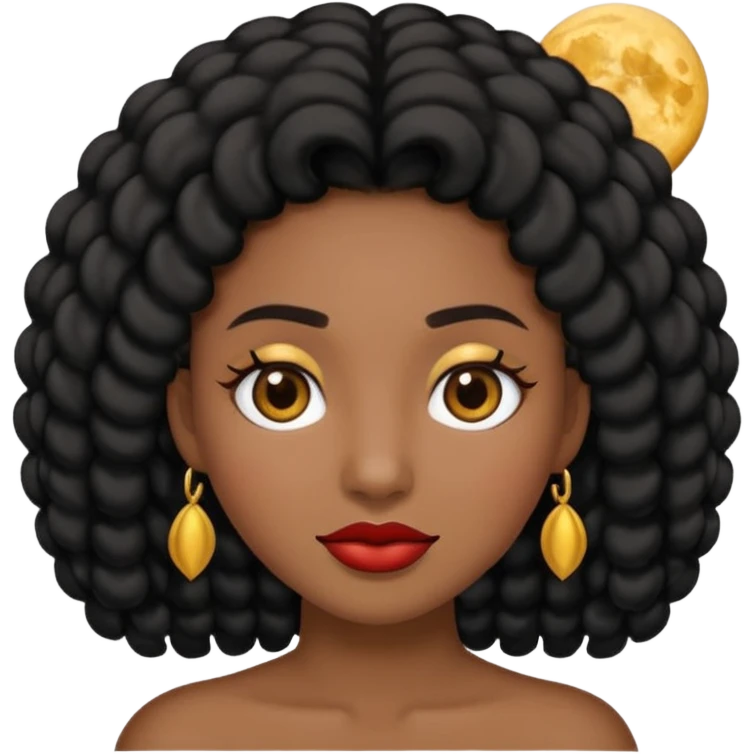 Haz un emoji de una chica de cabello largo rizado tipo 3c 3b de pelo negro su tono de piel no es ni blanca ni morena tiene un lunar en la nariz y tiene pecas en la mejilla su nariz es media redonda y sus labios medios carnosos y tiene ojos marrones oscuros y cejas media larga  emoji