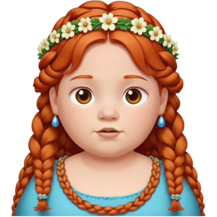 very fat redhead kid with braids and floral tiara emoji