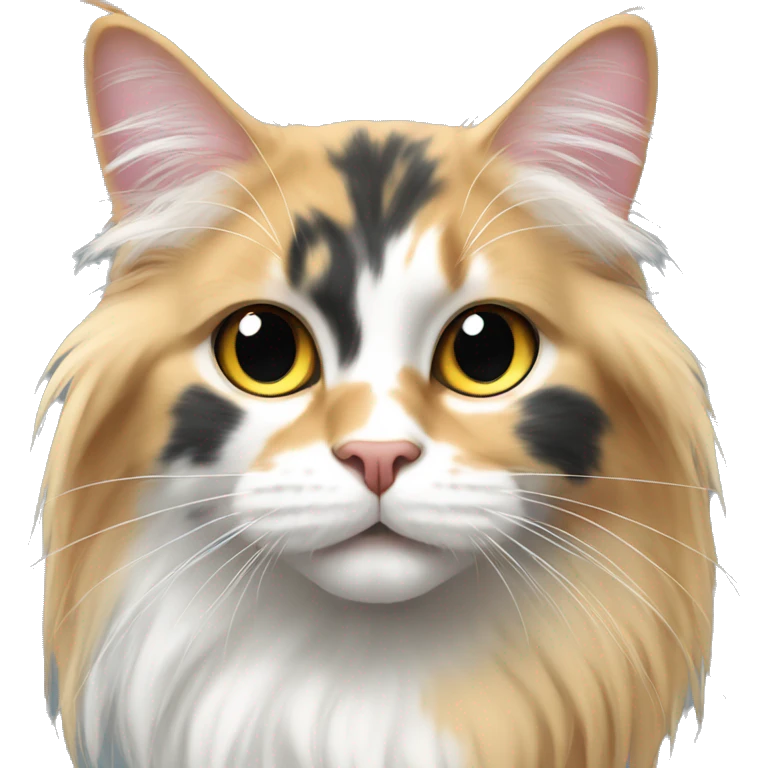 tri coloured long haired cat emoji