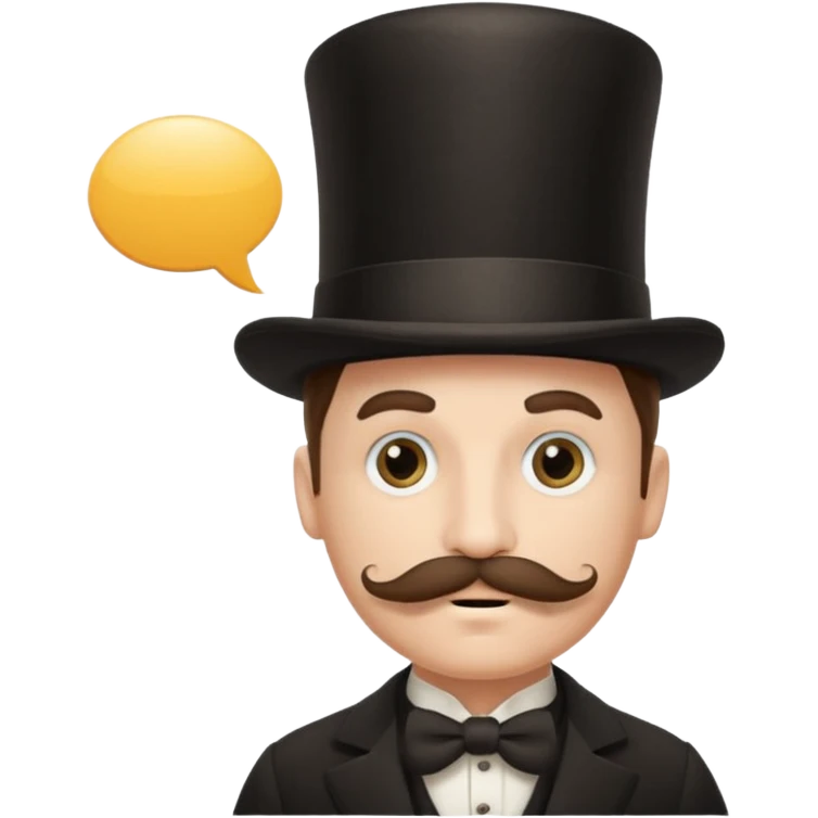 Fancy man with top hat and mustache and wearing monocle, and having a speech bubble saying so be it emoji