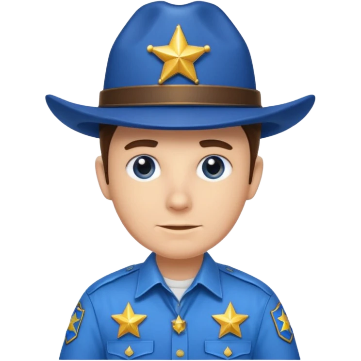 Sheriff with shiny blue star badge and blue hat emoji