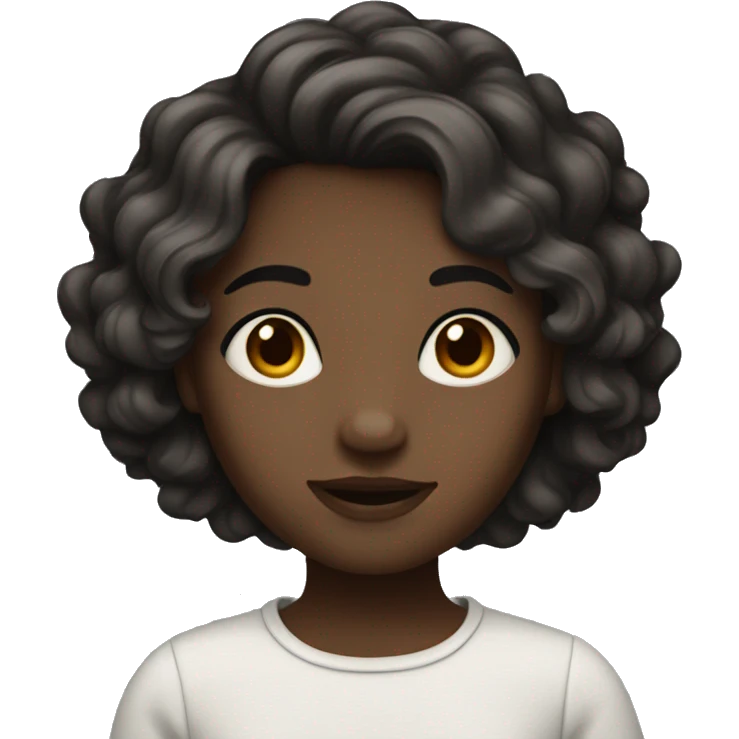 medium dark girl with short wavy dark hair emoji
