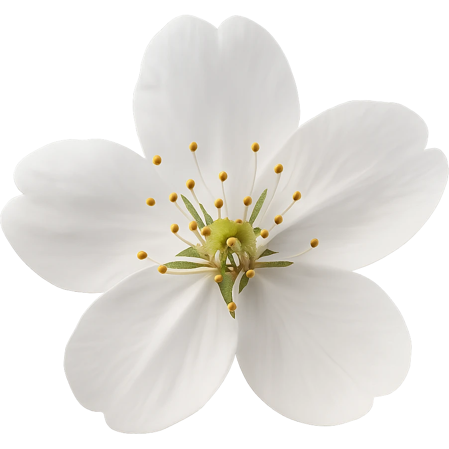 show  one white cherry blossom, remove background emoji