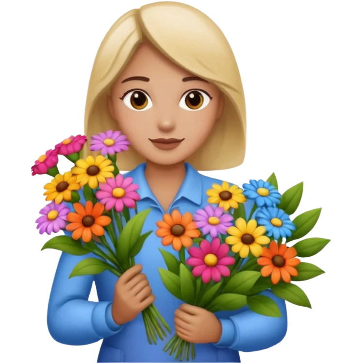 a beautiful bouquet of flowers in the hands of a florist emoji