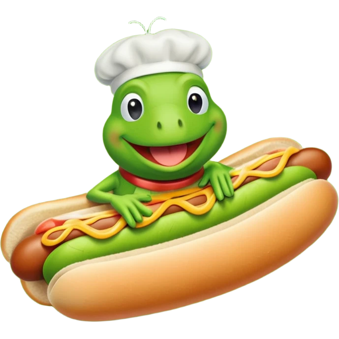 Kermit the frog in a hot dog costume emoji