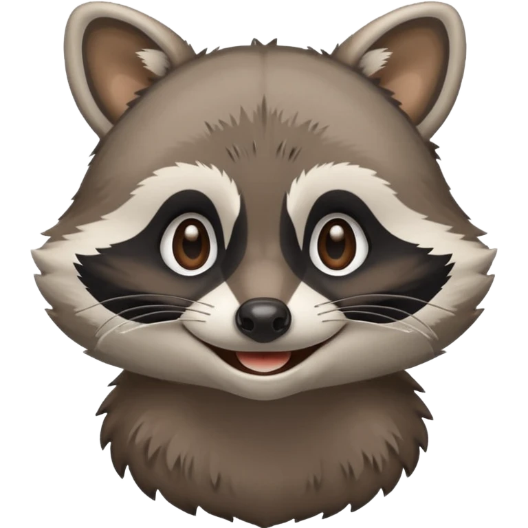 grey smiling raccoon, plain, no shadows emoji