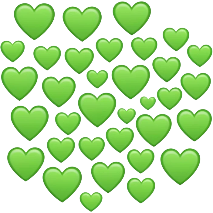 hopoee and green hearts background emoji