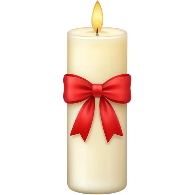 Soft vanilla long glass candle, with little red bow emoji