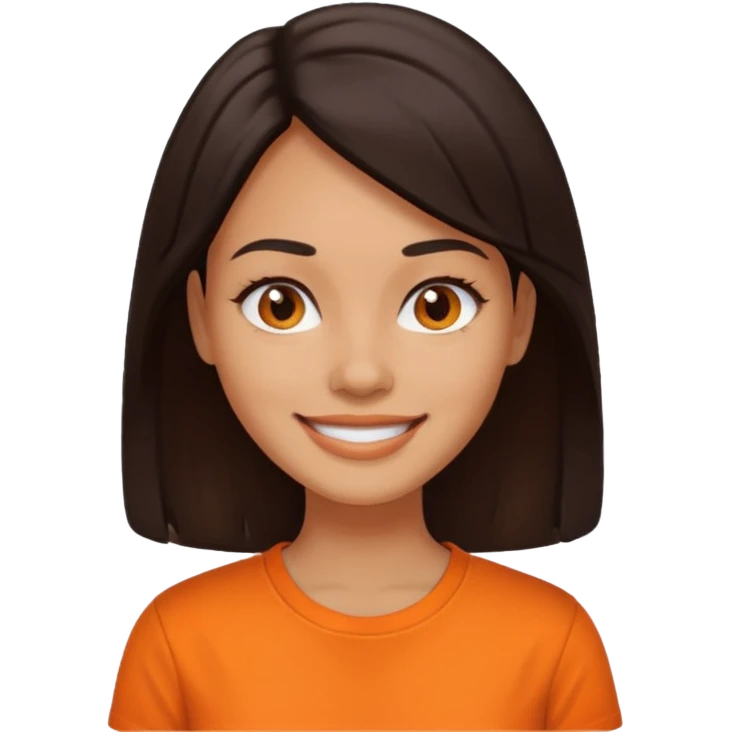 medium tone skin, dark hair, orange shirt, woman emoji