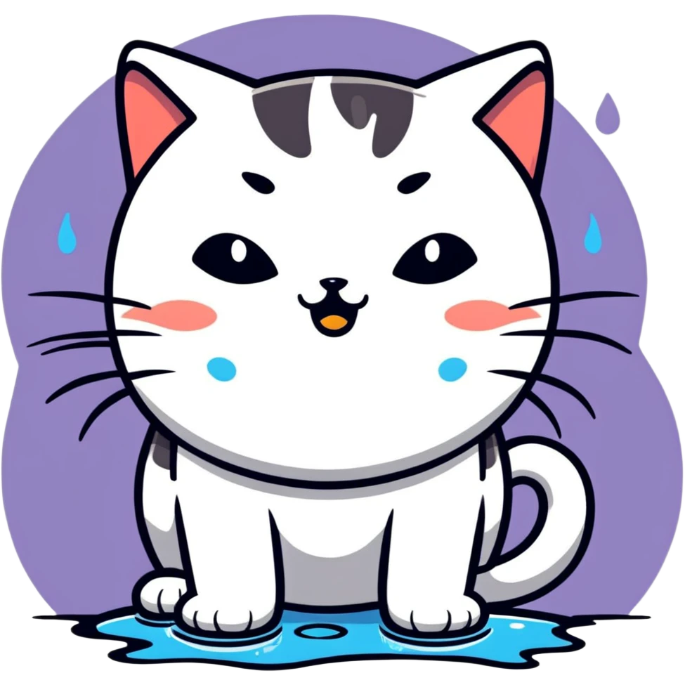 Кот плачет текут слезы лужа emoji