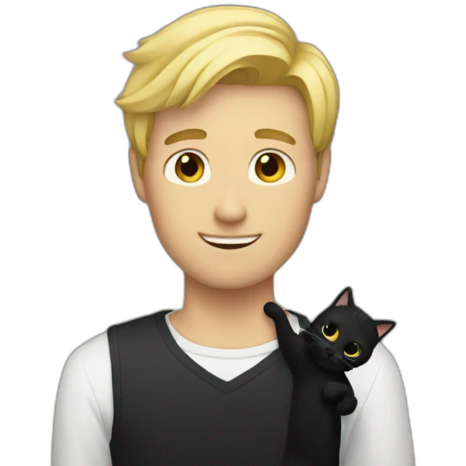 Blonde guy with black cat in arms emoji