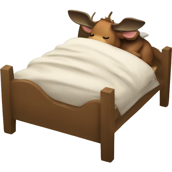 Moose tucked in bed by lynx cat emoji
