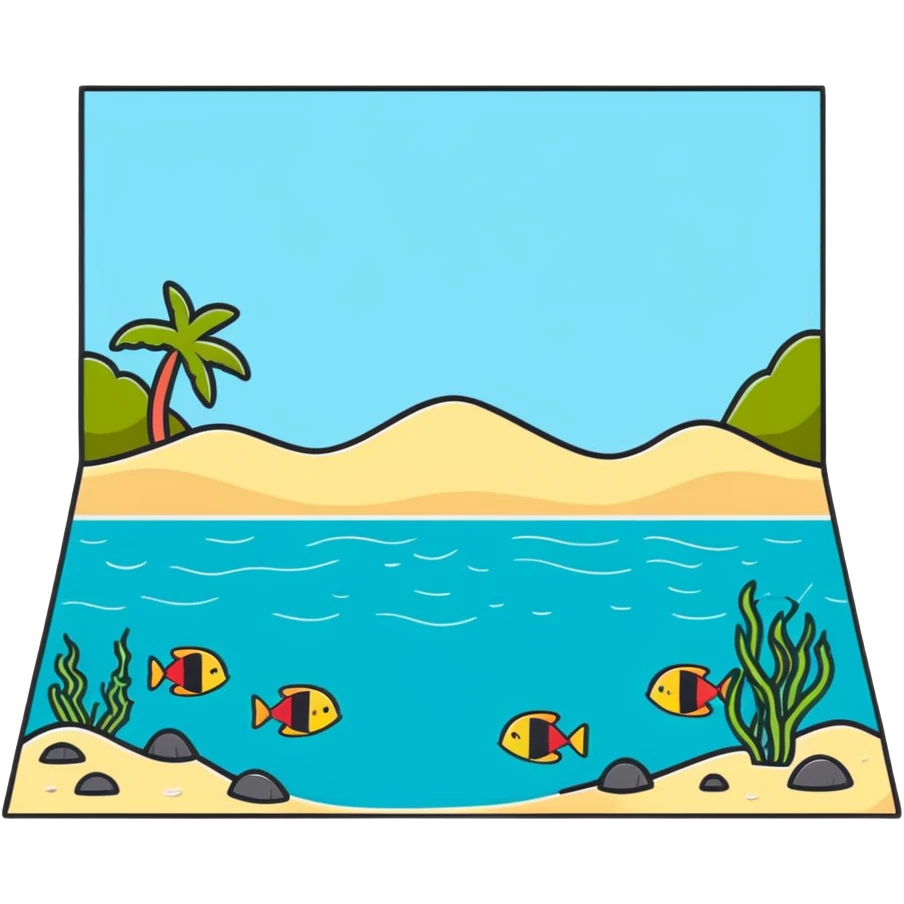 carpet on the sea floor, with cute sea animals and shells emoji