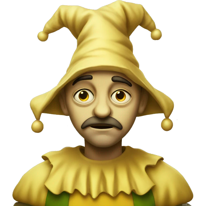 sad round yellow jester emoji