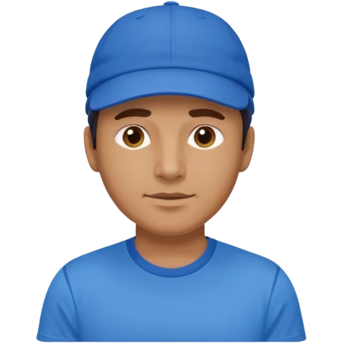 blue tennis hat and blue tshirt man emoji