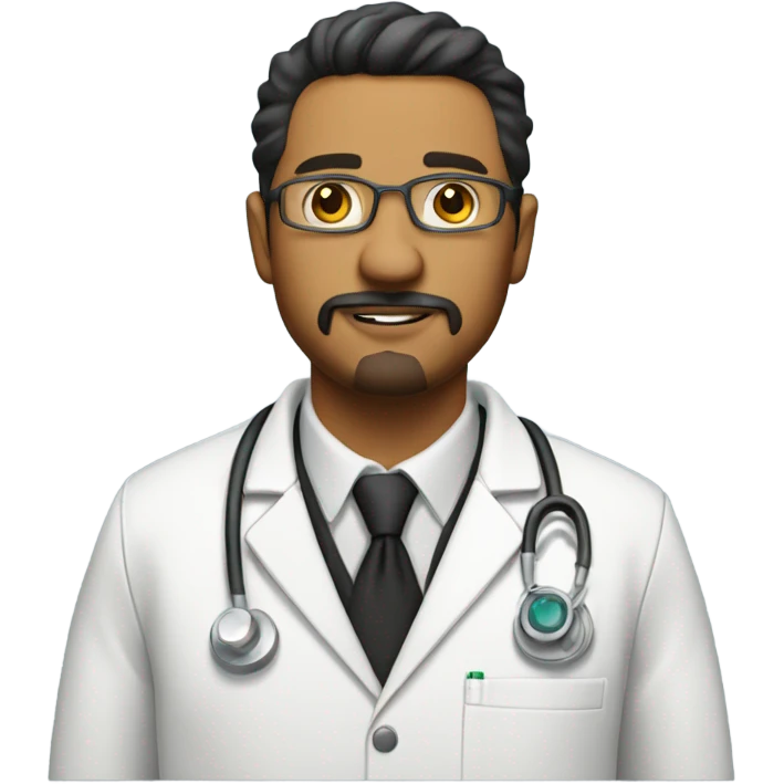 Full Latino man with goatee and science lab coat emoji