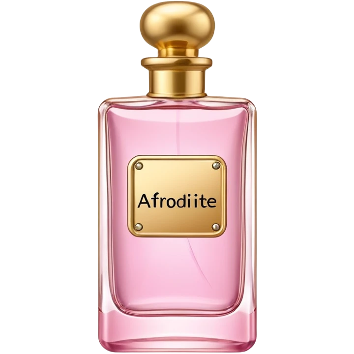 rectangle perfume light pink liquid gold cylinder cap written AFRODITE emoji
