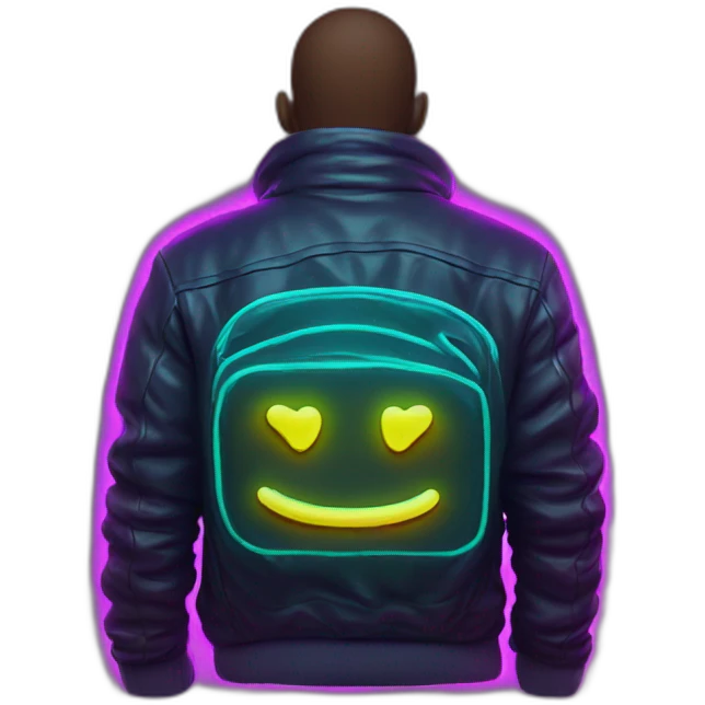 Juicy booty neon sign style man emoji