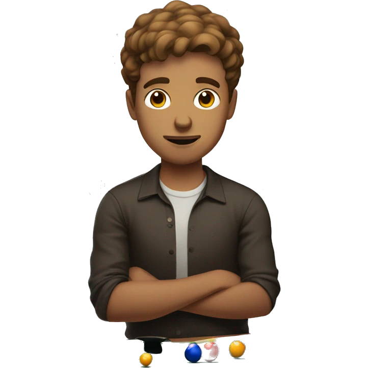 Brown-short haired guy losing at playing pool emoji