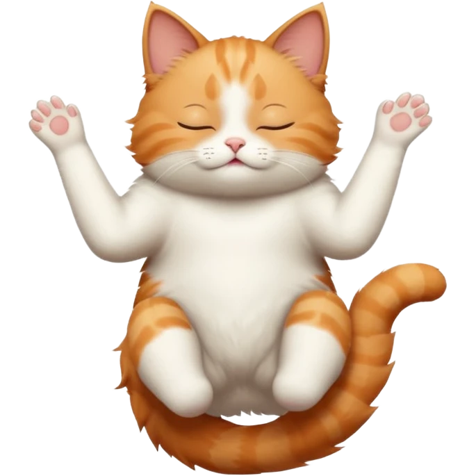 ginger and white small cat in funny positions upside down with eyes closed emoji