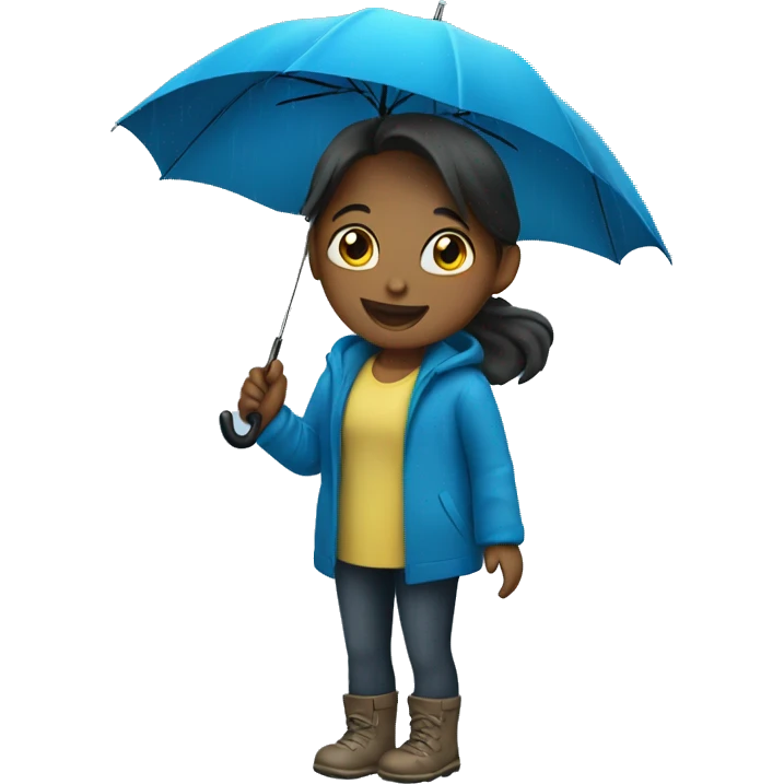 girl with blue umbrella while raining emoji