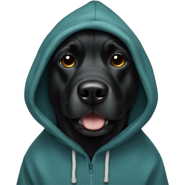 Black dog in hoodie emoji