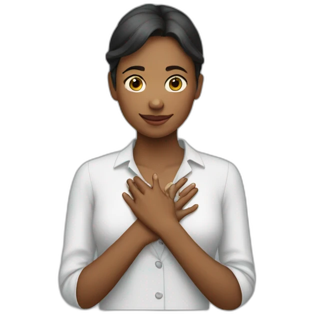 person putting her hand on her chest emoji