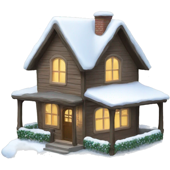 House with the snow on the roof and garland  emoji