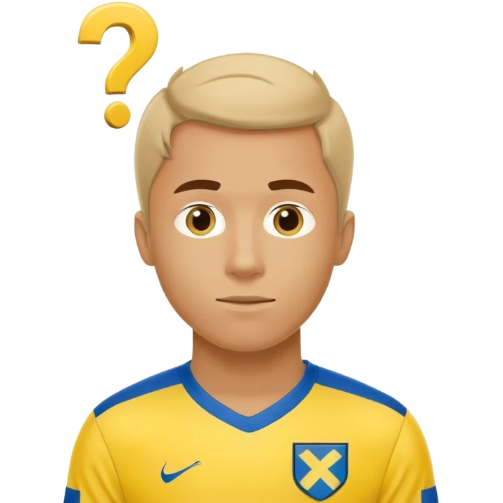 Swedish male soccer player with question mark with yellow and blue clothes emoji