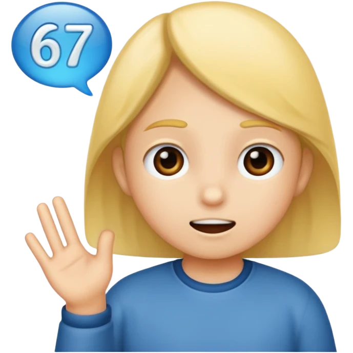 A kid saying 67 emoji