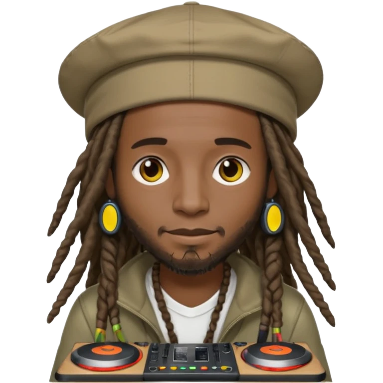 dreadlocks, DJ with wide-brim cap emoji